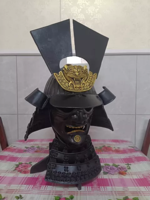 Japanese Samurai Armor Wearable Helmet Vintage Warrior Cosplay Mask Prop Unsex