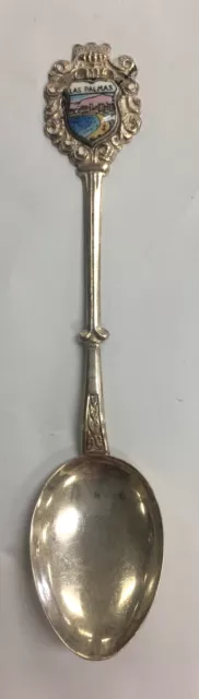 Vintage Las Palmas .800 Silver Enameled Souvenir Spoon