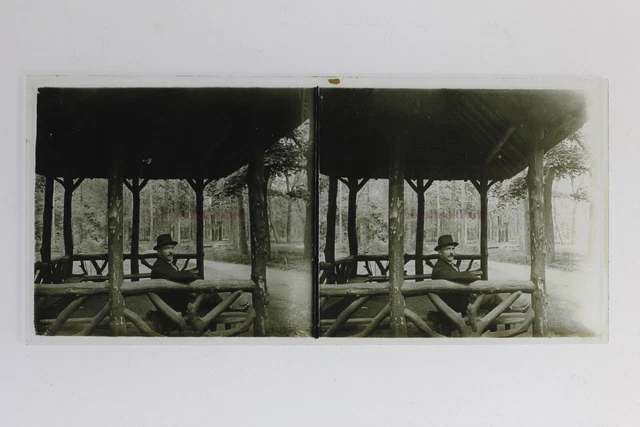 France Homme Photo Stereo P50L2n8 Plaque de verre Vintage c1930