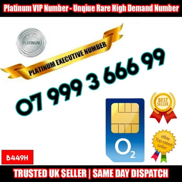 Scheda SIM numero VIP UK - 07 999 3 666 99 - numero facile da ricordare B449H