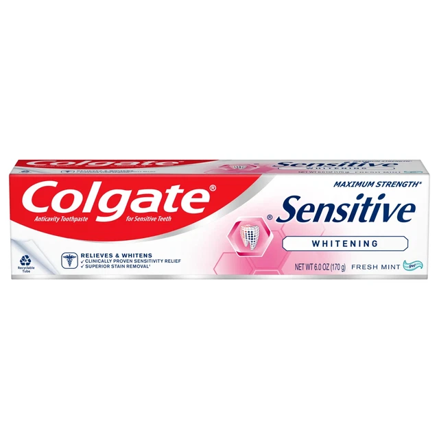 Colgate Sensitive Whitening Toothpaste, Sensitive Teeth Toothpaste, Mint, 6 oz