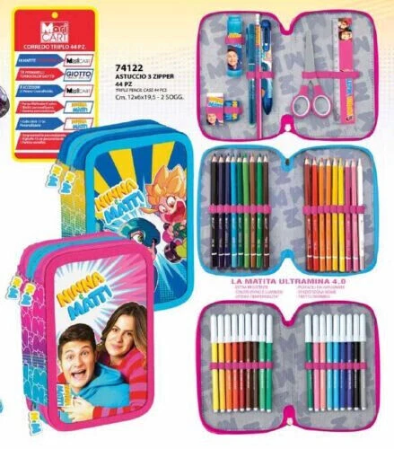 Nina E Matti 3 Zip Bleu Ou Rose Étui Complet Avec Tout