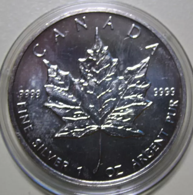 Silber, 1 Oz Kanada-Canada Maple Leaf 5 Dollars 1990 F#5519 ST-BU in Kapsel