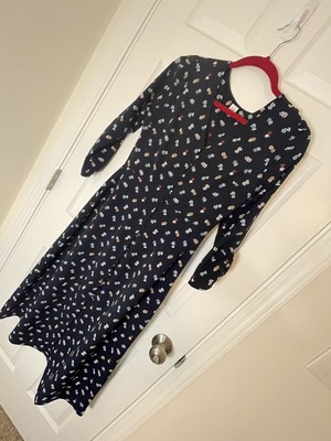 Gap Women's Navy Floral Fit/Flare Dress  Size 2 Buttons
