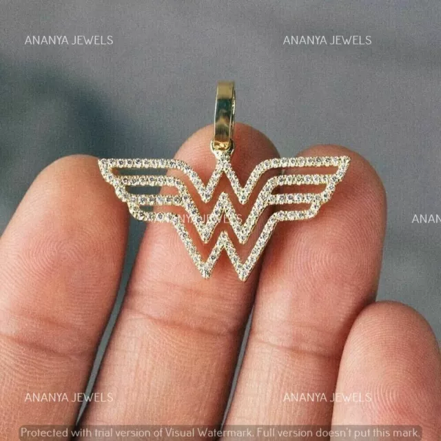 1.00 CT Round Cut Moissanite Wonder Woman Special Pendant 14k Yellow Gold Plated