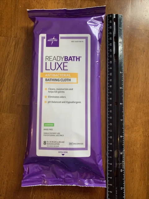 Ropa de baño antibacteriana Medline ReadyBath LUXE 11 paquetes de 8 paños cada uno