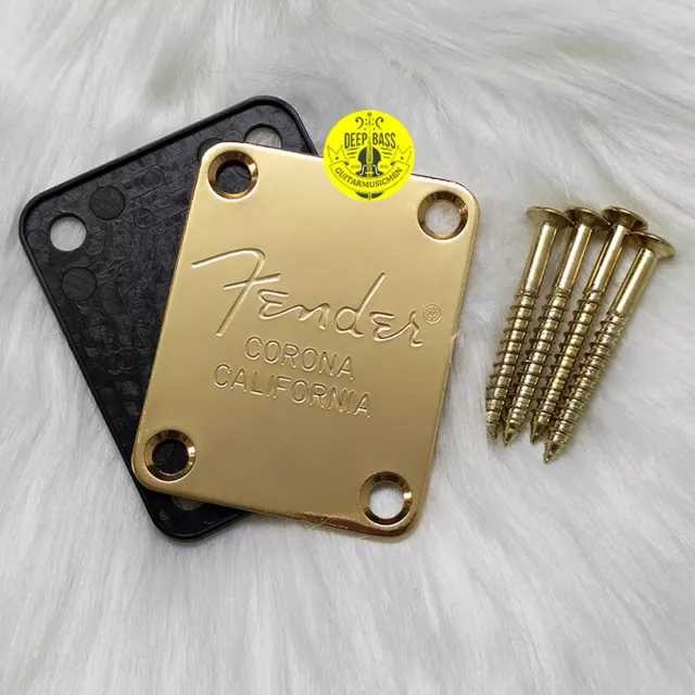 for Fender Strat Tele Electric Guitar Neck Plate Gold Engraved Fender Logo