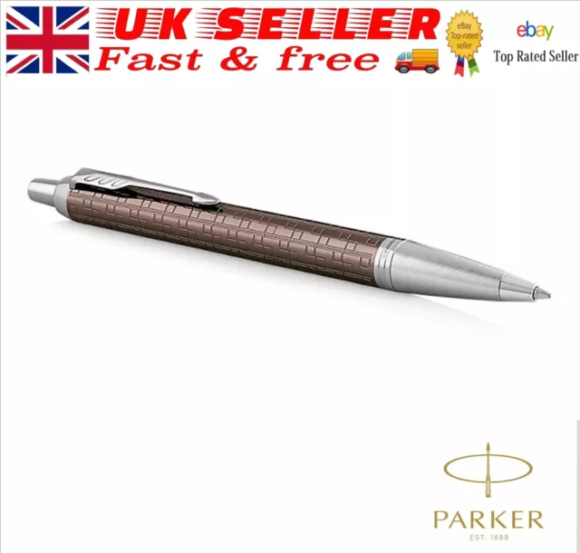 Parker IM Ballpoint Pen Premium Brown Medium Point Blue Ink Gift Box