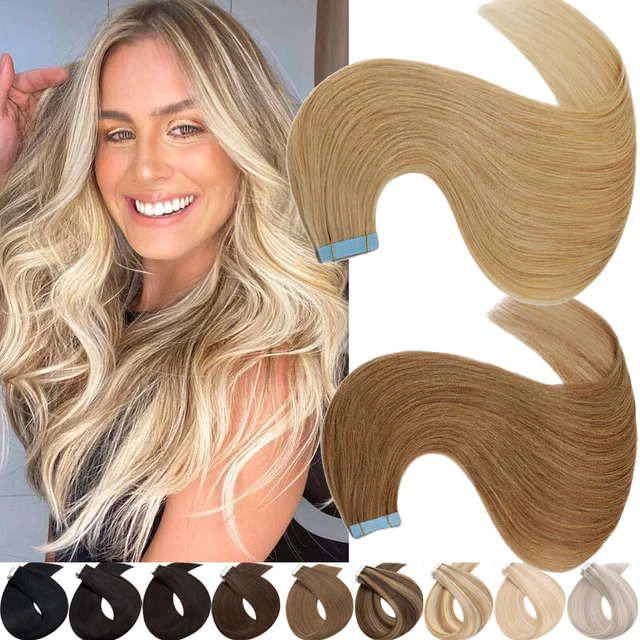"Nastro estensioni capelli russi su 100% trama capelli umani Remy testa piena 16"