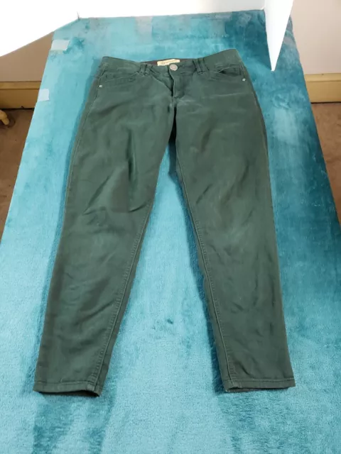 Democracy Jeans Sz 8 Womens Green Pants Stretch Elastic Waist Mid Rise Skinny