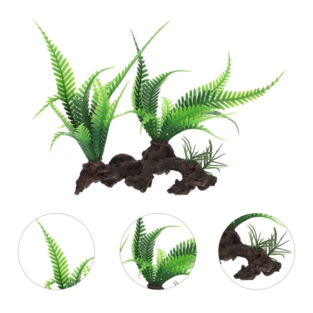 Pianta Artificiale Per Acquario Ttiy - Verde, Realistica, Con Base In Ceramica