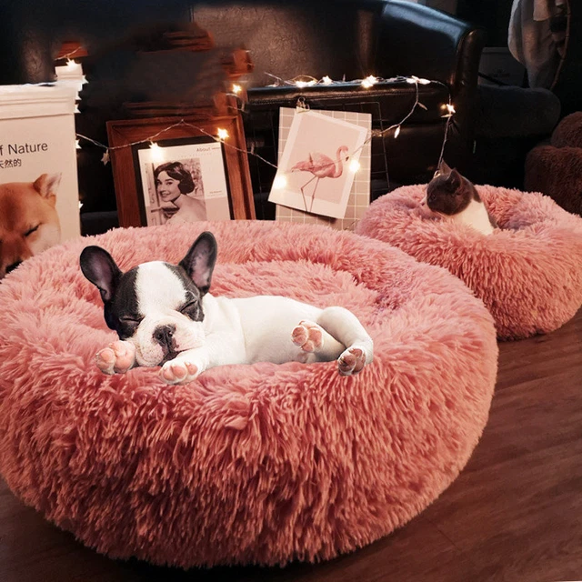 NEW Donut Plush Pet Dog Cat Bed Fluffy Soft Warm Calm Bed Sleeping Kennel Nest 3