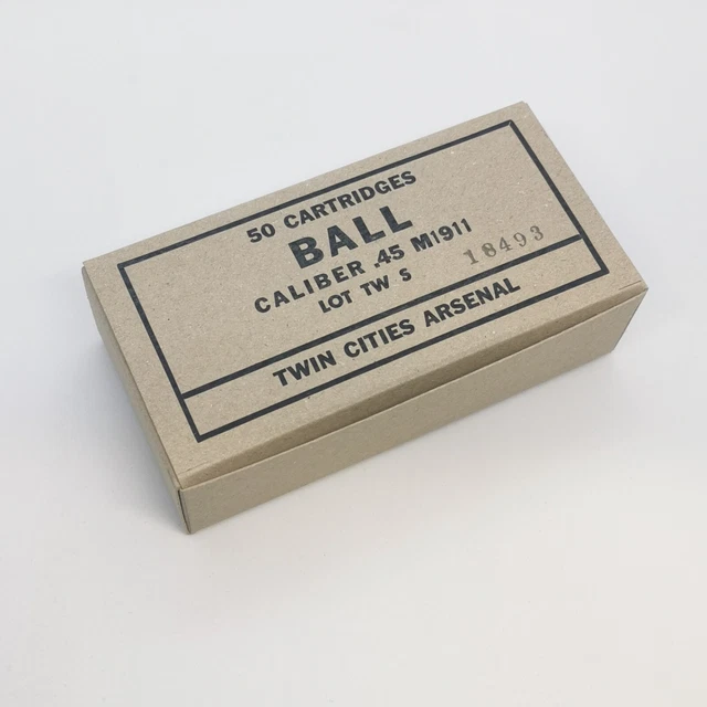 REPRODUCTION BOITE DE munitions .45 ball twin city arsenal vide us WW2