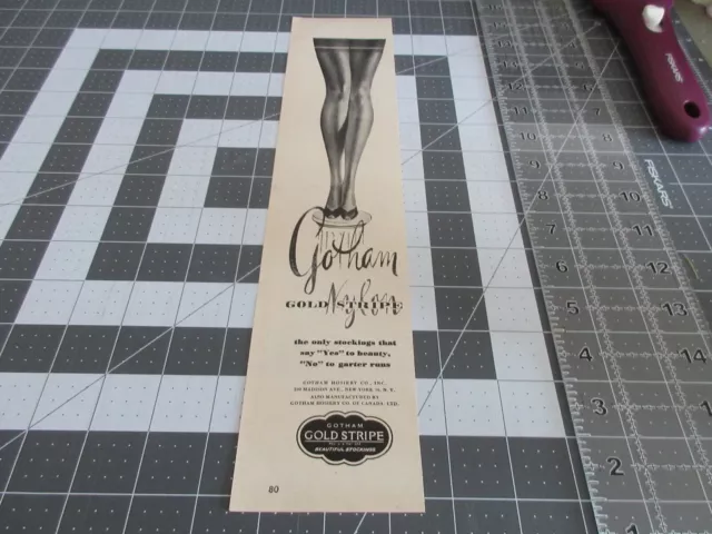 1946 GOTHAM GOLD STRIPE NYLON STOCKINGS vintage art print ad