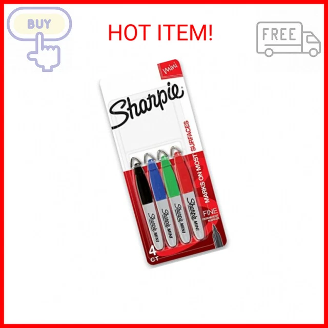 SHARPIE Mini Permanent Markers, Fine Point, Assorted Colors, 4 Count