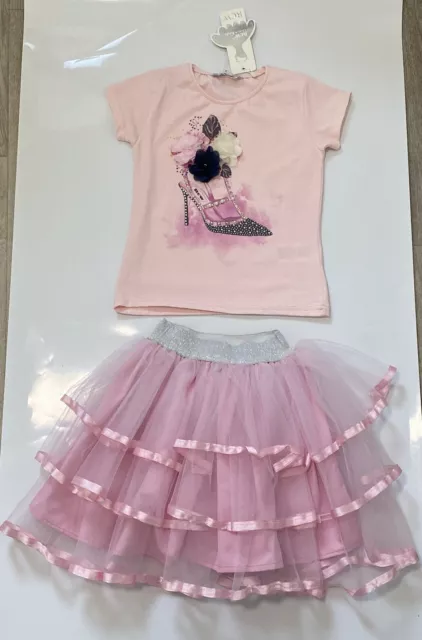 Neu Baby Mädchen Kinder 2-teiliges Set Kleinkind Party Geburtstag Outfit Tutu 4 Jahre