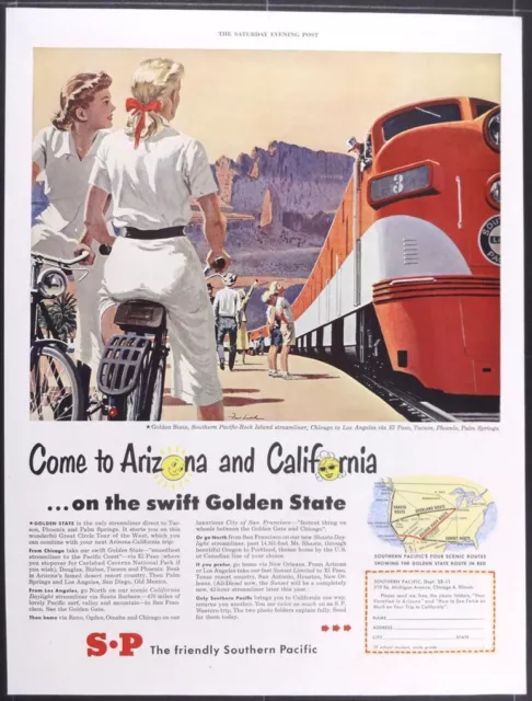 Vintage Magazine Ad 1950 Southern Pacific Railroad Golden State