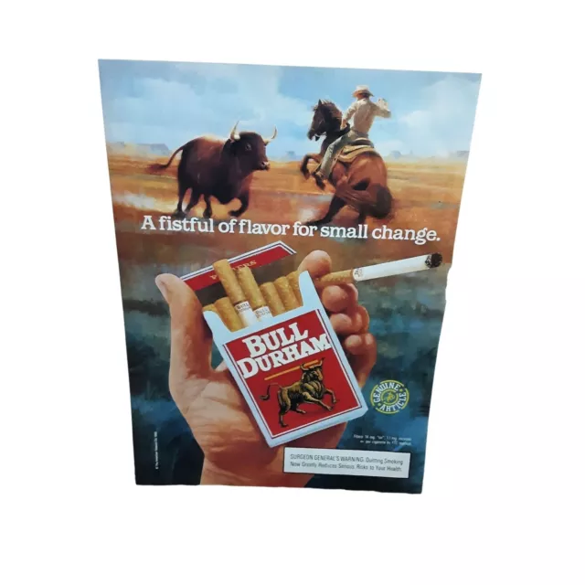 1992 Bull Durham Cigarettes Cowboy Horse Original Print Ad Vintage