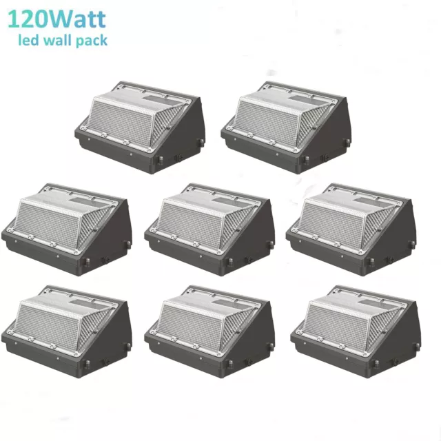 8 Pack Led Wall Pack Light 120W Photocell Dusk to Dawn Commercial Outdoors Light