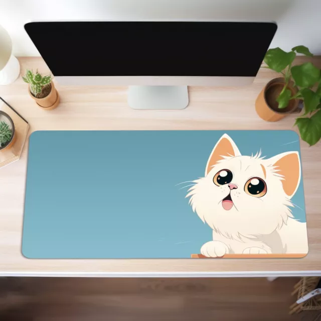 XXL Mauspad Lustige Katze Schreibtischunterlage Rutschfest Gaming Mousepad Groß