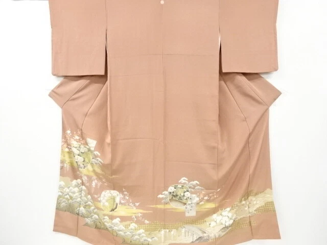 6803037: Japanese Kimono / Vintage Iro-Tomesode / Embroidery / Mist & Flower & B