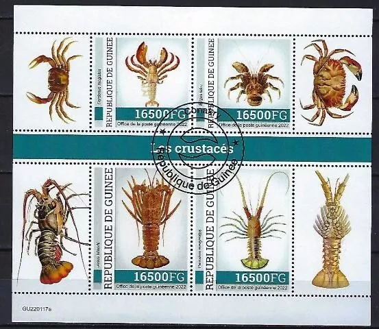 Guinea 2022 Crustacean (395) Yvert N° 11593 IN 11596 Obliterated