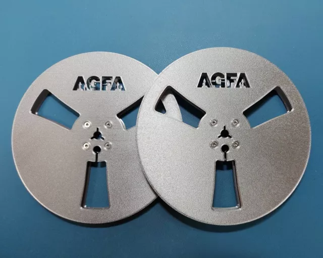 AGFA reel to reel Tape spools 7" (pair) 3D printed in (Plastic) silver