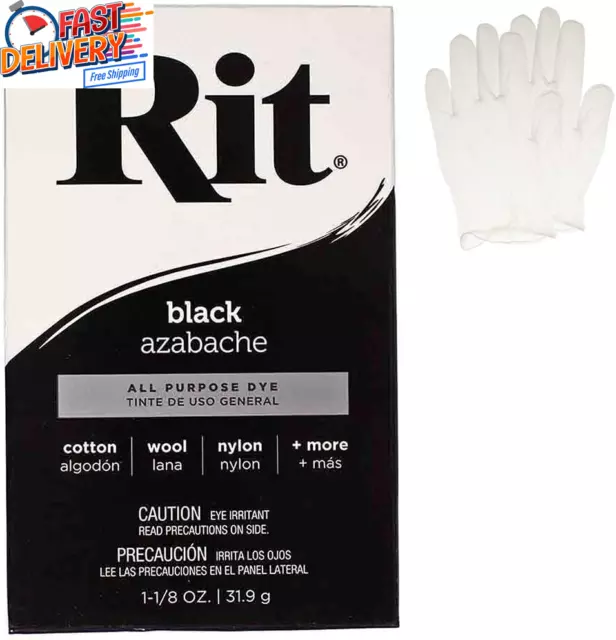 All Purpose Concentrated Rit Dye Powder with Plastic Gloves for Clothing, Décor,