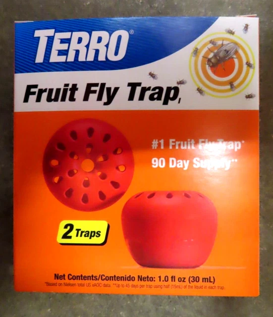 TERRO FRUIT FLY Traps T2502B NonToxic. 2 traps. 90 day supply NEW 8.