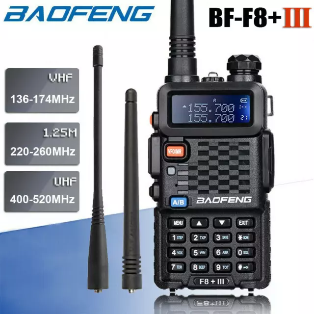 Baofeng F8+Iii Fm Tri-Band Uhf/Vhf Walkie Talkie Lang Range Two Way Ham Radio 5W