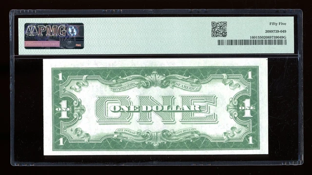 DBR 1928-A $1 Silver Funnyback Fr. 1601 RA Block PMG 55 Serial R24559216A 2
