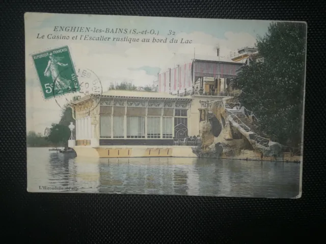 CPA 95 ENGHIEN-LES-BAINS - Le Casino et l'Escalier Rustique au Bord du Lac