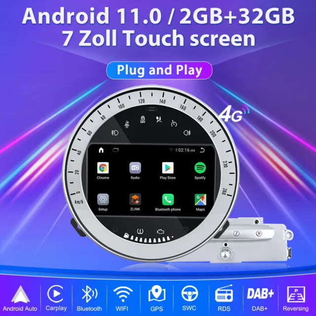 8-Kern 32GB Android 12 GPS Autoradio Navi für BMW Mini Cooper DAB+BT 5.0 CarPlay 2