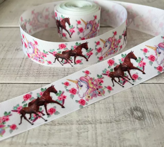 Horse & Unicorn Grosgrain Ribbon - 2 Metres x 38mm