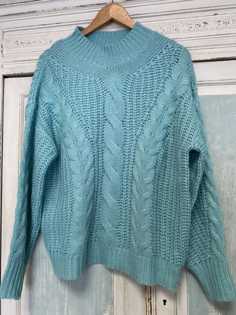 MIRACLE FASHION Green Cosy Knit Jumper Size M/L M L 12 14 Ladies Pullover