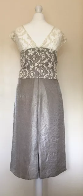 Robe d'occasion Laura Ashley crème et argent neuve avec étiquettes taille 18 2