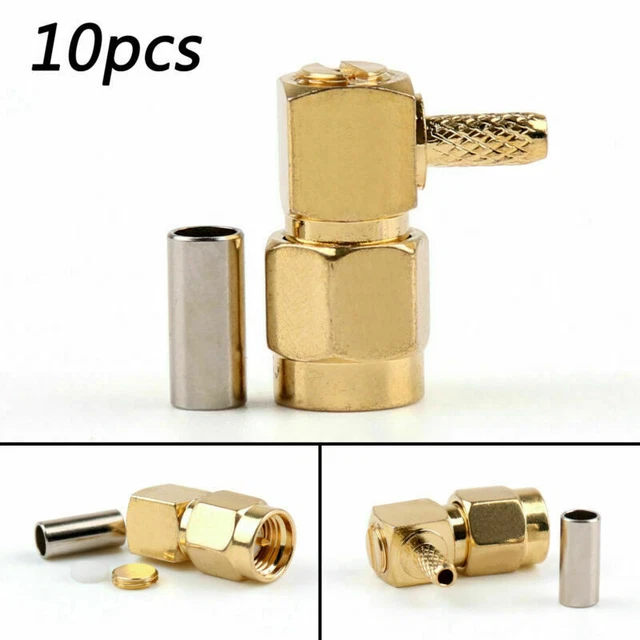 10Pcs Connettore SMA Male Plug 90°Crimp RG174 RG316 LMR100 Cavo Right Angle