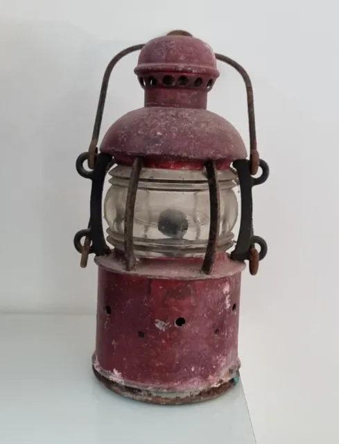 Antique Marine Lantern Red Metal Ancienne Lanterne Marine Fanal.  Rouge