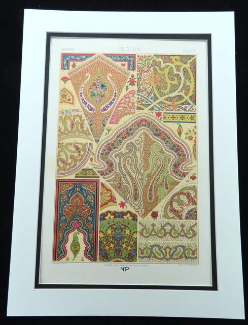 Antique Print Traditional Indian Micro Mosaic Design Wall Decoration Art 1869