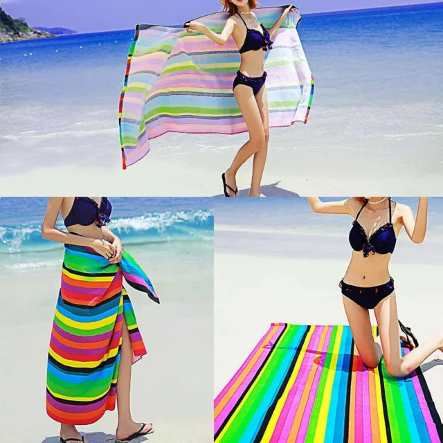 Microfibre Striped Towel Extra Large Quick Dry Bath Camping Sports Beach Travel