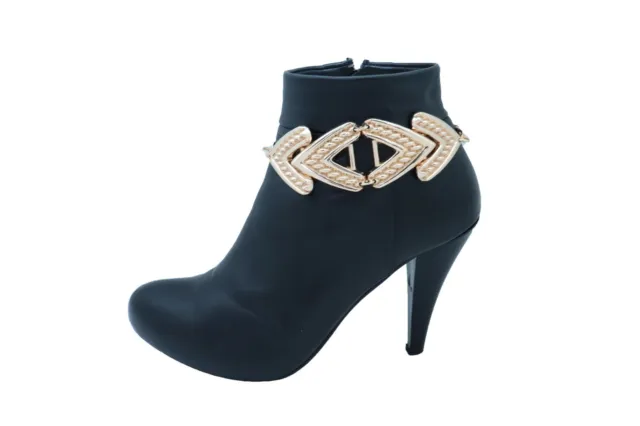Women Gold Metal Chain Western Boot Bracelet Shoe Anklet Arrow Charm Jewelry