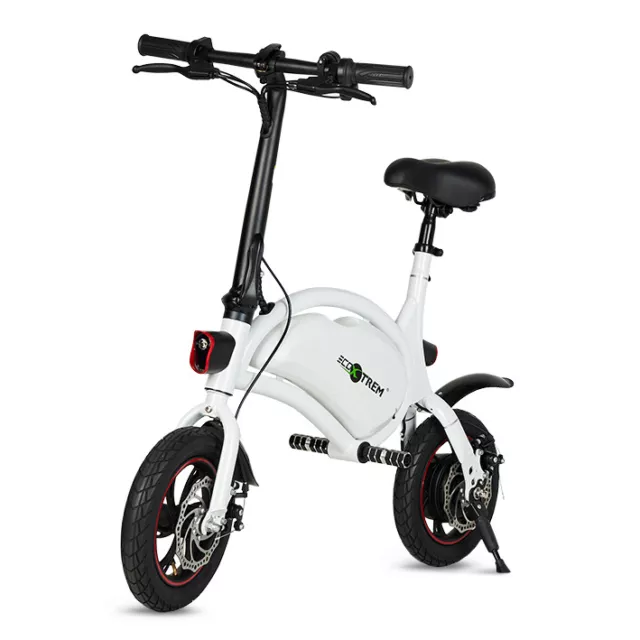 Bici electrica plegable mini de 250w bateria 36v 6-8Ah ligera hasta 20 km blanca