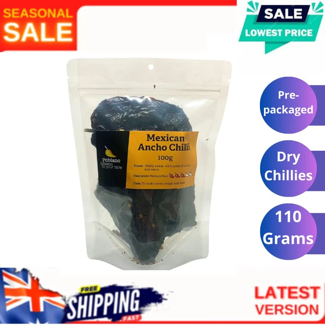 Poblano Mexican Ancho Dry Chillies, 100 g NEW AU
