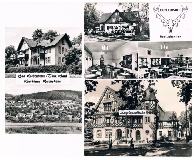 5 alte DDR Ansichtskarten BAD LIEBENSTEIN - Waldhaus Reichshöhe, Hubertushof usw