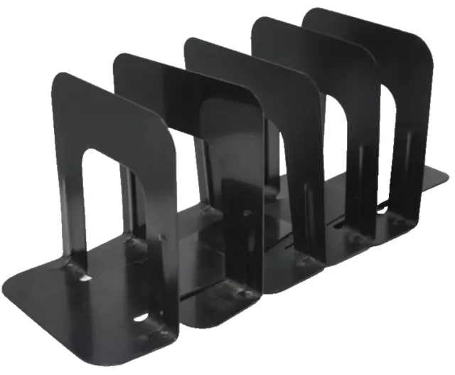 Vtg Set of 5 MCM BLACK BOOKENDS Coated Metal Library 5"