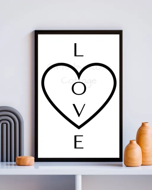 Heart, Printable Wall Art, Digital Download,  Heart Design, Black & White