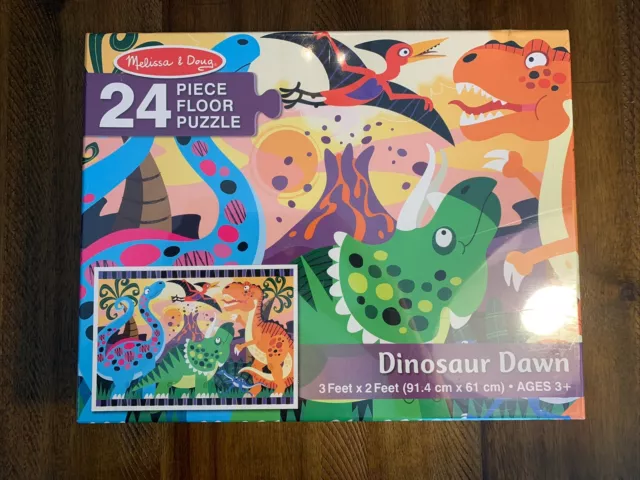 Melissa & Doug Dinosaur Dawn Jumbo Jigsaw Floor Puzzle 24 pcs 2x3' Ages 3+ New