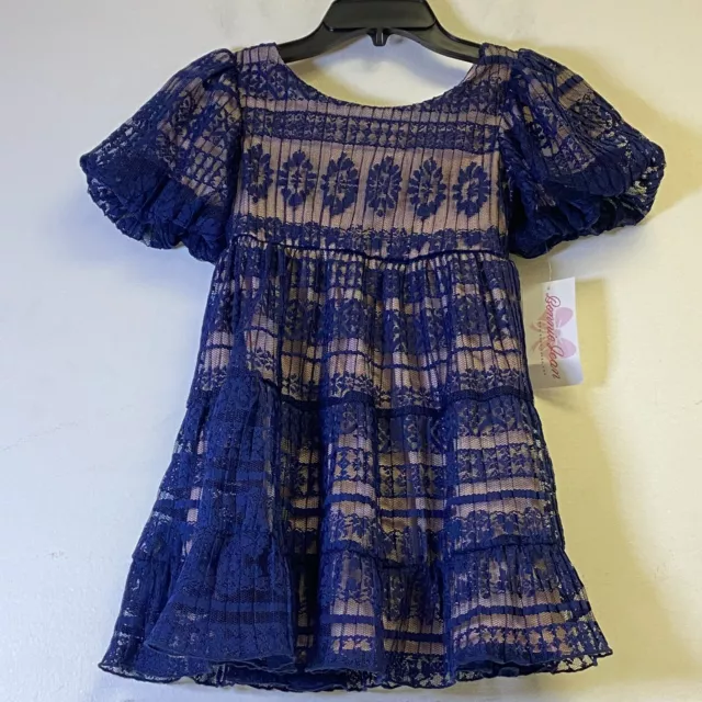 Bonnie Jean Big Girls Short Sleeve A-Line Dress Size 8 Color Blue And Pink *NWT