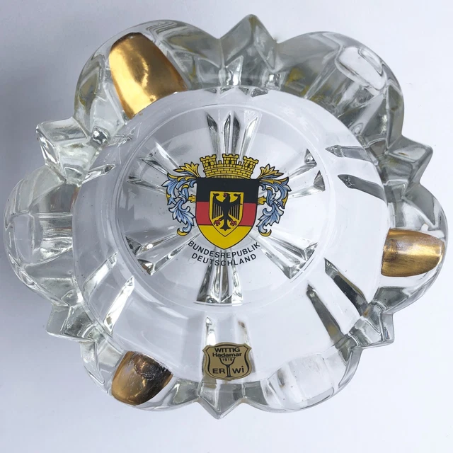Vintage Glass Ashtray Wittig Hadamar 1919 ER Wi Bundesrepublik Deutschland