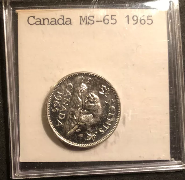 1965 Canada 5 Cents Coin - Elizabeth II MINT STATE-KM#60